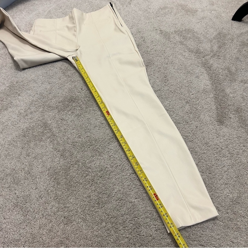 Zara ecru cream faux leather pleather high rise leggings zippered ankle L NWT - Picture 7 of 15